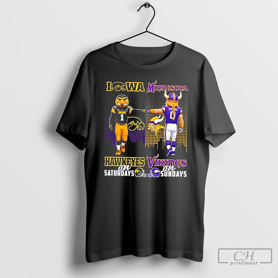 Premium Mascots Iowa Hawkeyes On Saturdays Vs Minnesota Vikings On Sundays Skyline T Shirts Sweater