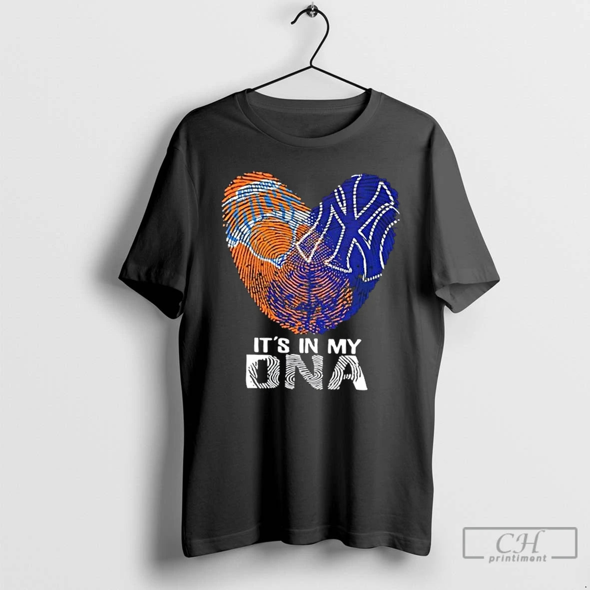 Premium New York City Sports Knicks X Yankees Its In My Dna Fingerprint Heart - clothing by TeeHivey.com