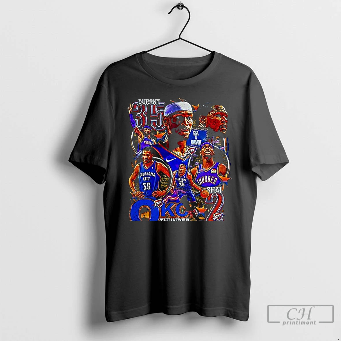 Premium Oklahoma City Thunders Gilgeous Alexander Shai X Kevin Durant Thunder Up Graphic 1 Sided - clothing by TeeHivey.com