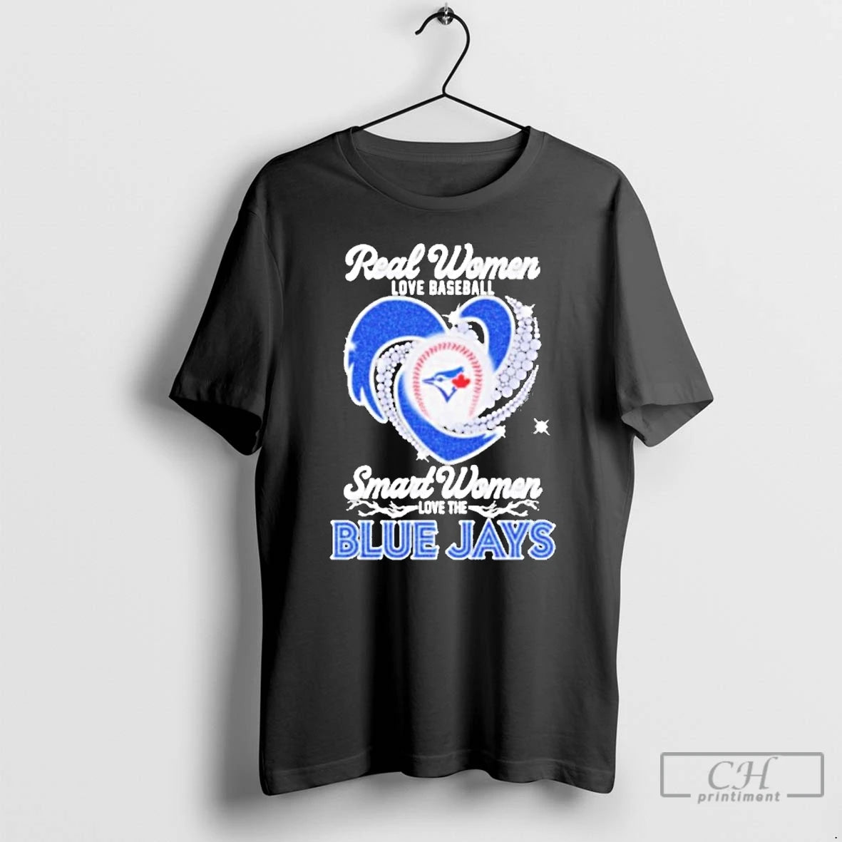 Premium Real Women Love Baseball Smart Women Love The Blue Jays Diamond Heart T Shirts - clothing by TeeHivey.com