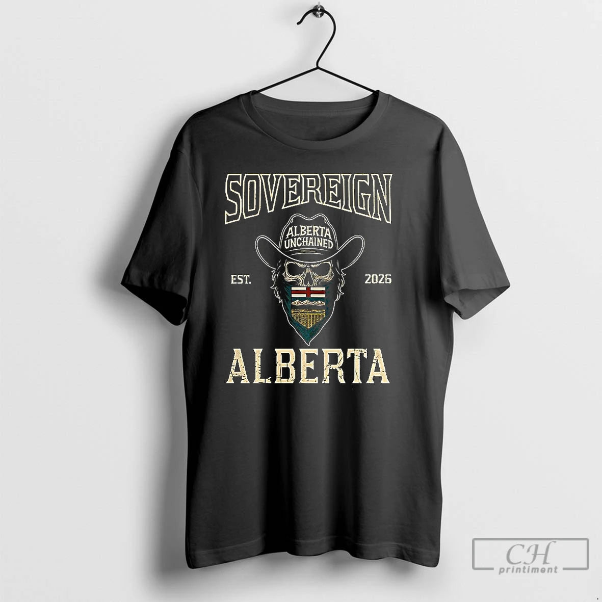Premium Sovereign Alberta Unchained Est 2026 Skull T Shirts - clothing by TeeHivey.com