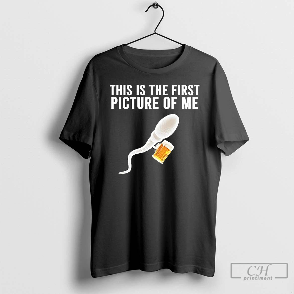 Premium Sperm Cell Holding A Beer This Is The First Picture Of Me T Shirts - clothing by TeeHivey.com