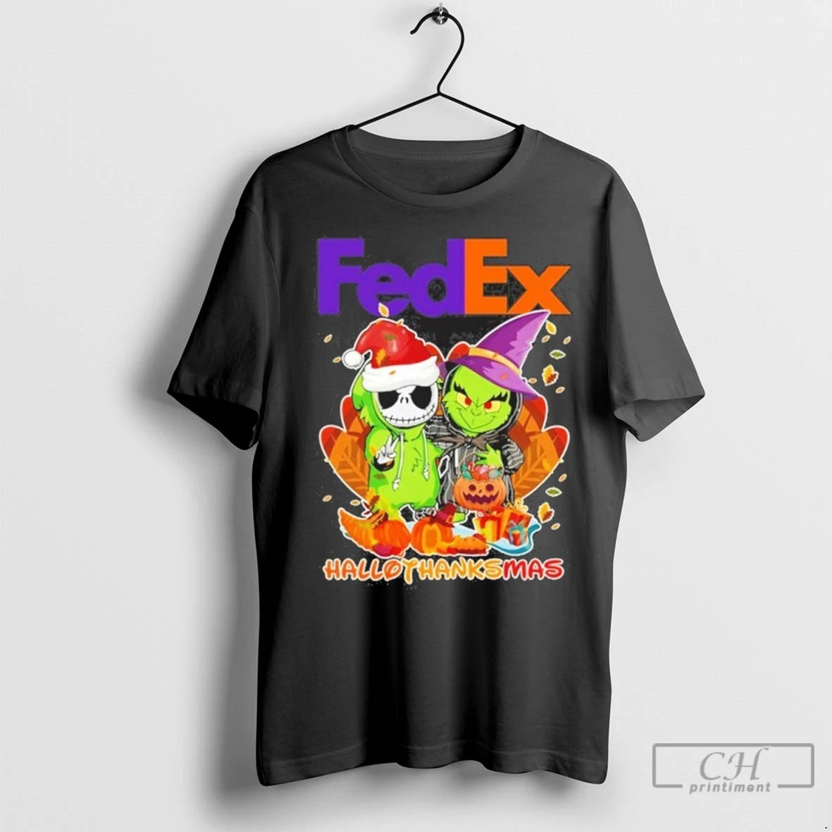 Premium The Grinch And Santa Jack Fedex Logo Hallothanksmas