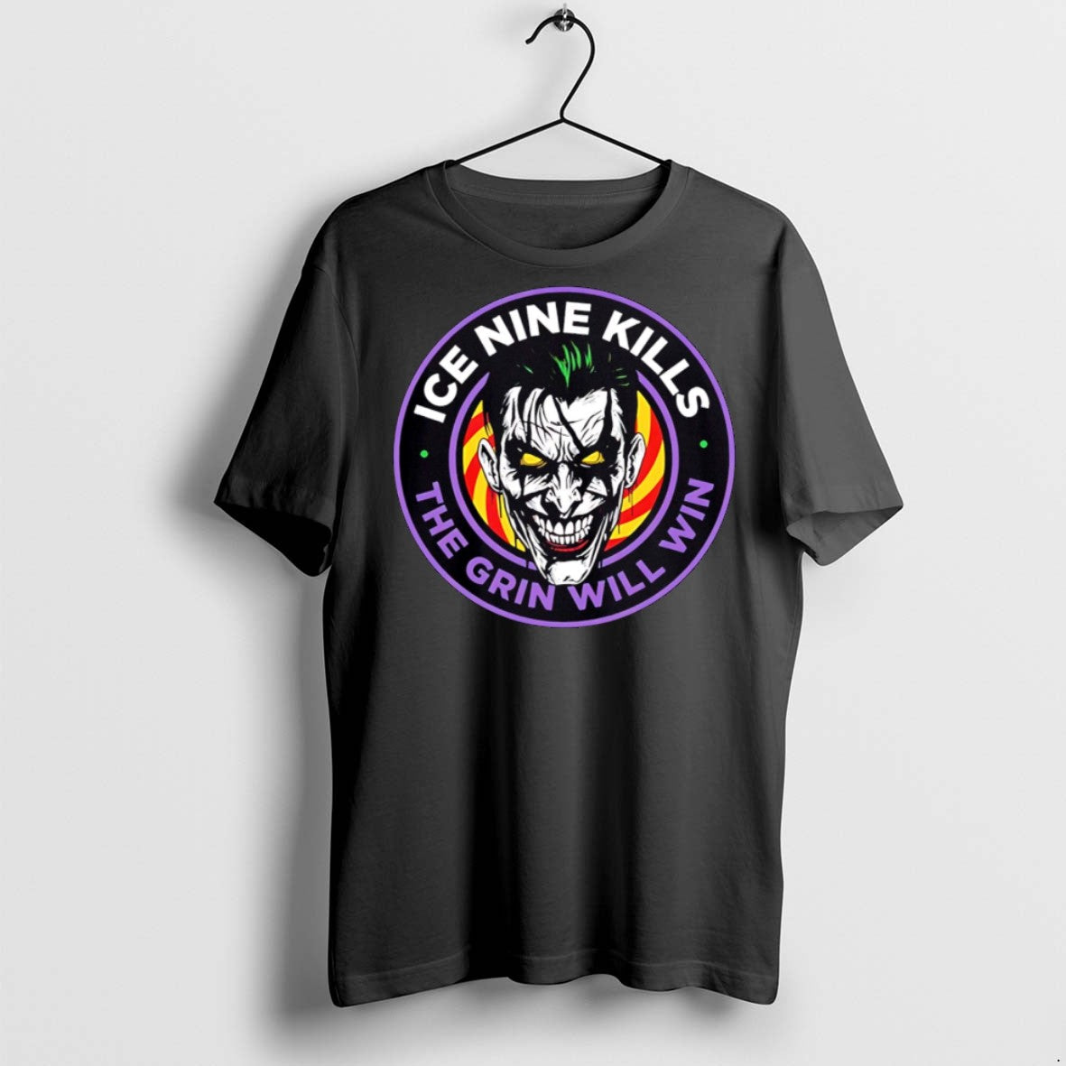 Premium The Laugh Track Joker Face Horror The Grin Will Win Big Logo T Shirts - clothing by TeeHivey.com