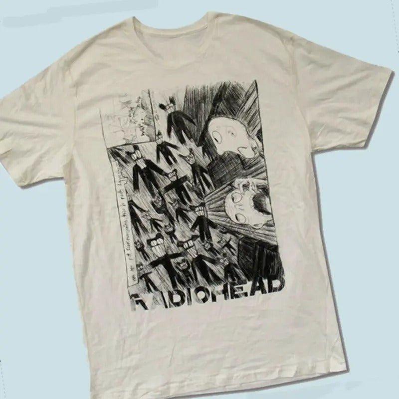 RADIOHEAD SCRIBBLE 2000 White Retro T-Shirt