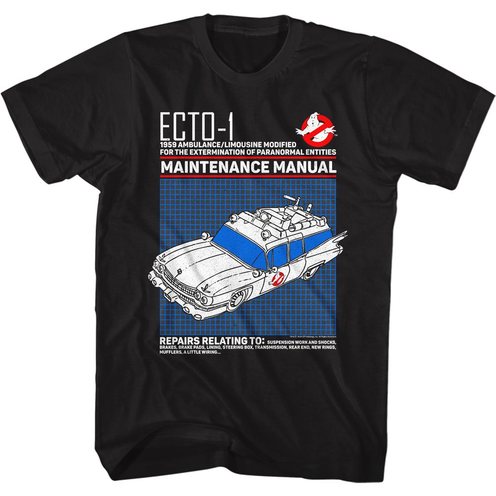 The Real Ghostbusters - Ecto1 Manual - Short Sleeve - Adult - T-Shirt - clothing by TeeHivey.com