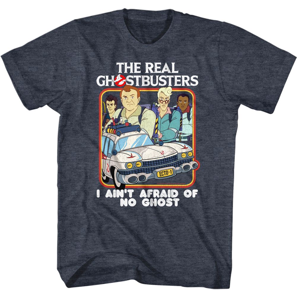 The Real Ghostbusters - Busters & Ecto1 - Short Sleeve - Heather - Adult - T-Shirt - clothing by TeeHivey.com