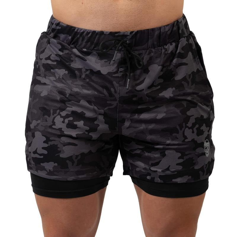 React Men's Summer Training Shorts - Midnight Camo, Lightweight Mesh with Built-in Liner