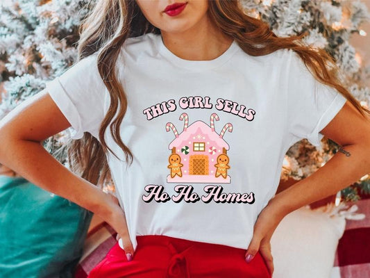 Realtor Christmas Shirt, This Girl Sells Ho Homes Shirt, Realtor Xmas Party Gift Tee, Real Estate Christmas T-Shirt, House Dealer Tee.