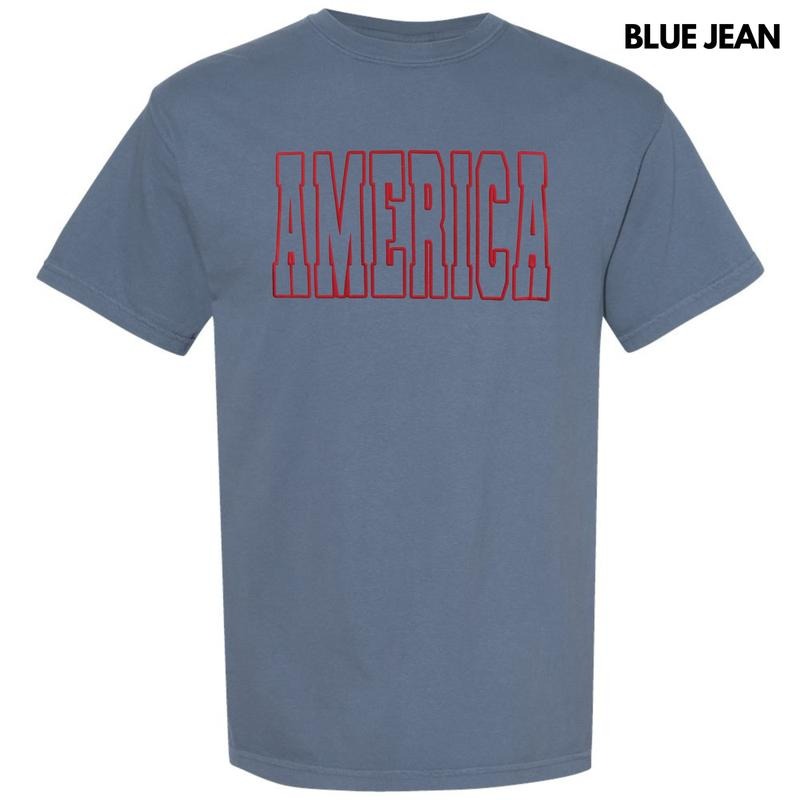 Red America Puff Comfort Colors T-Shirt