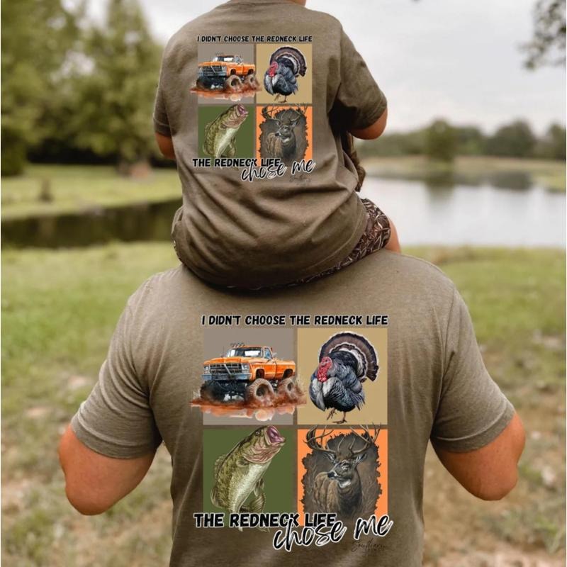 Redneck Life Adult and Youth Shirt, Funny Country Graphic Tee, Great Gift for Father and Son