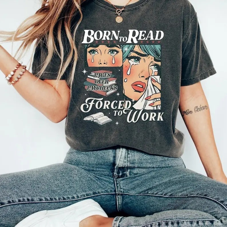 Retro Born To Read Bookish Shirt, Funny Reader Book Addict Tee, Spicy Books Shirt, Smut Shirt, Aesthetic Womens Tshirt, Book Lover Gift, Reading Book, Womens Book Gift, Bookish Gift, gift for her