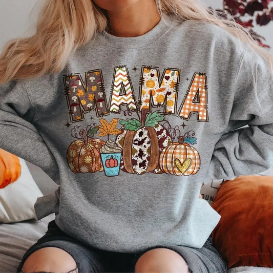 Retro Fall Mama Shirt, Fall Vibes Pumpkin T-Shirt, Autumn Mama Sweatshirt, Trendy Fall Clothing, Unisex