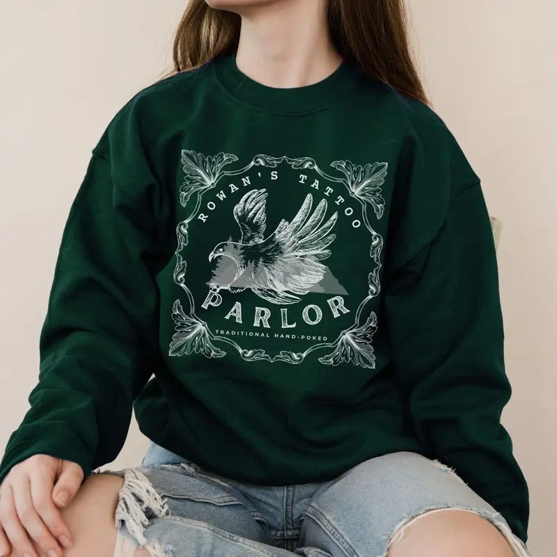 Rowan's Tattoo Parlor Sweater, Throne of Glass Merch Hoodie, Cozy Bookish Womenswear Sweater, Gifts for Bookworms