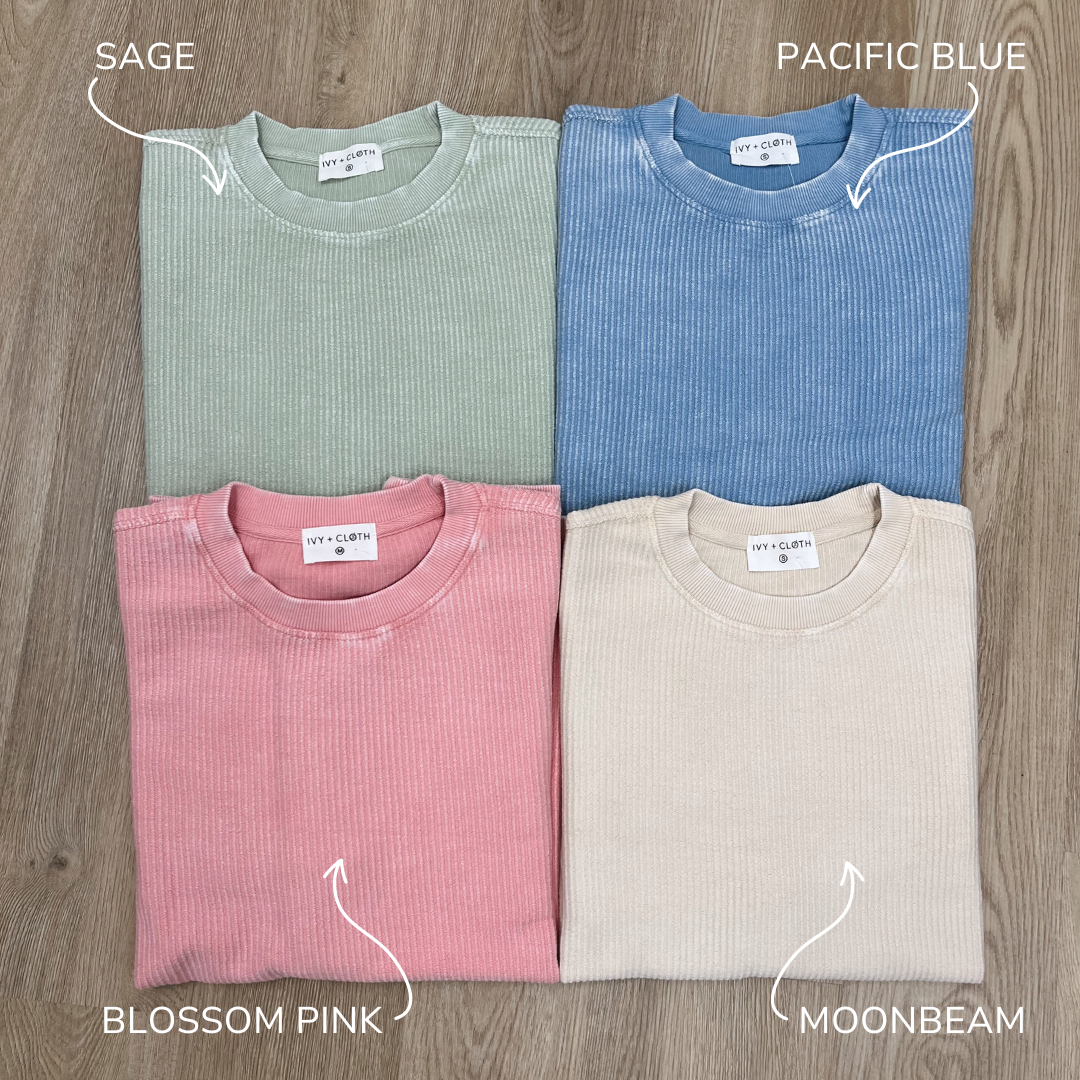 Pacific Blue Oversized Corded Crew - clothing by TeeHivey.com (Image 3)