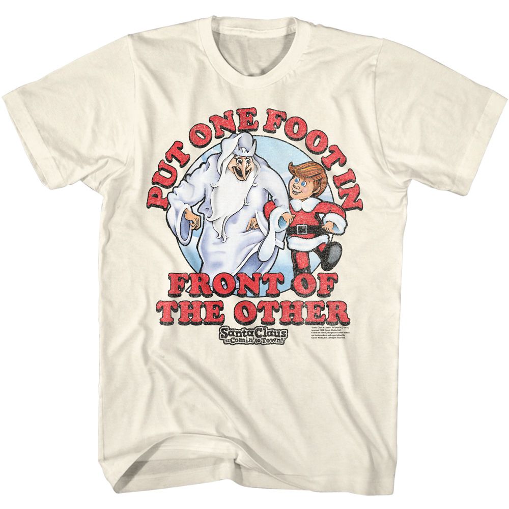 Santa Claus Is Coming To Town - One Foot In Front 2 - Short Sleeve - Adult - T-Shirt - clothing by TeeHivey.com