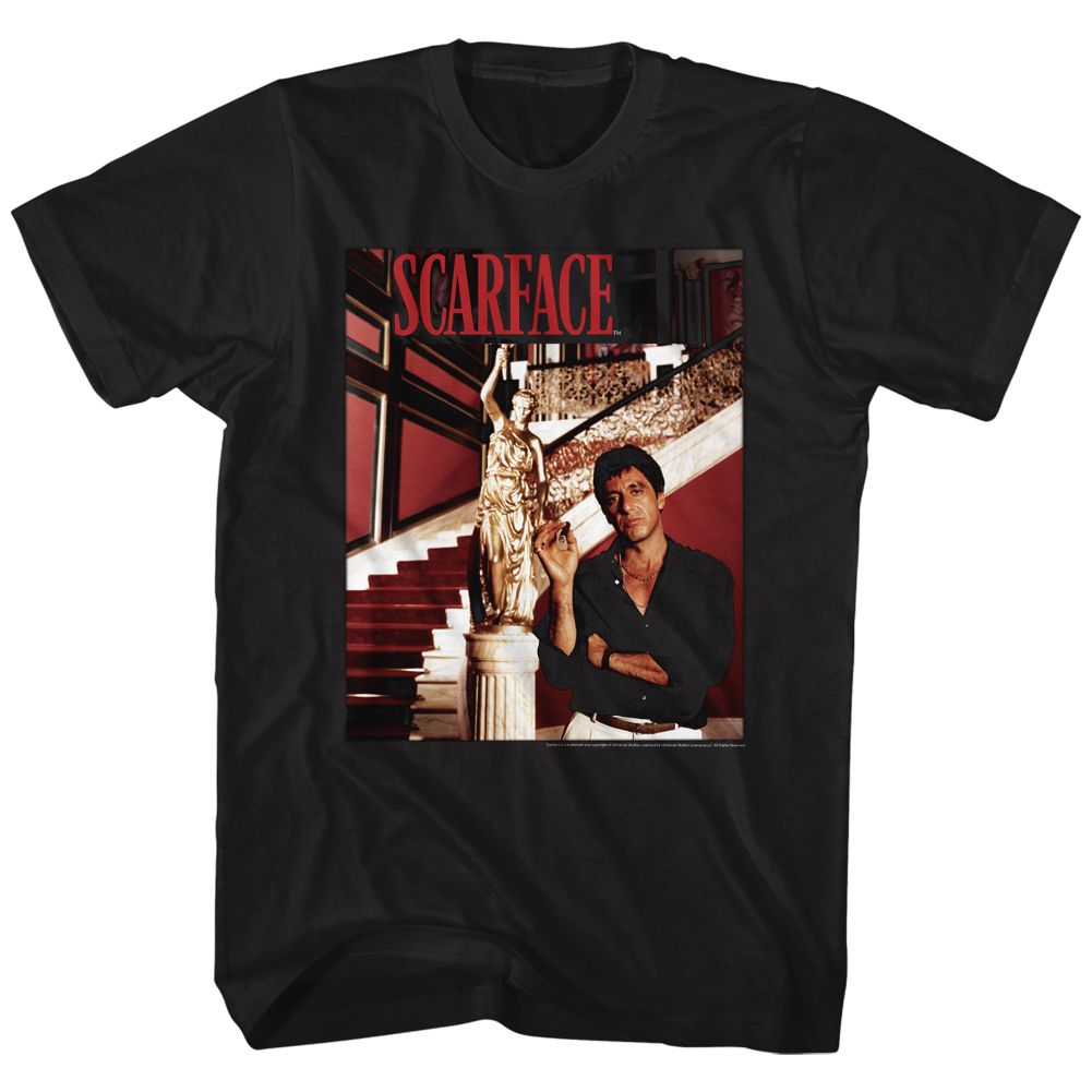 Scarface - Statue Stairs - Short Sleeve - Adult - T-Shirt - clothing by TeeHivey.com