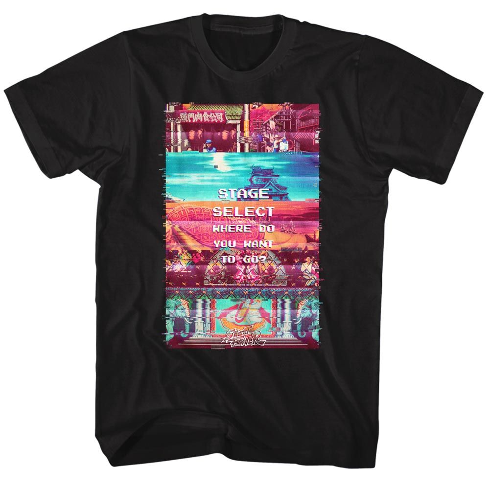 Street Fighter - Stage Select - Short Sleeve - Adult - T-Shirt - clothing by TeeHivey.com