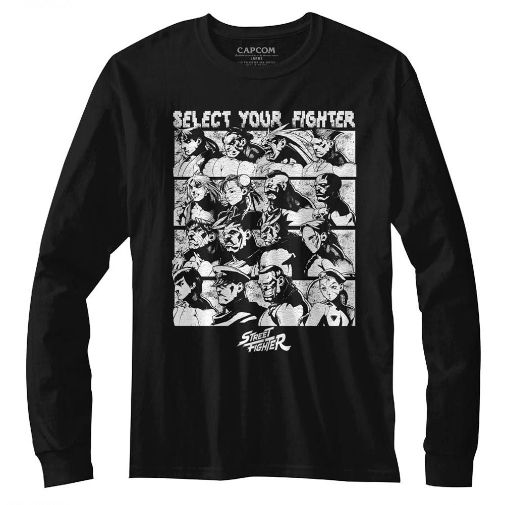 Street Fighter - Select Screen - Long Sleeve - Adult - T-Shirt - clothing by TeeHivey.com
