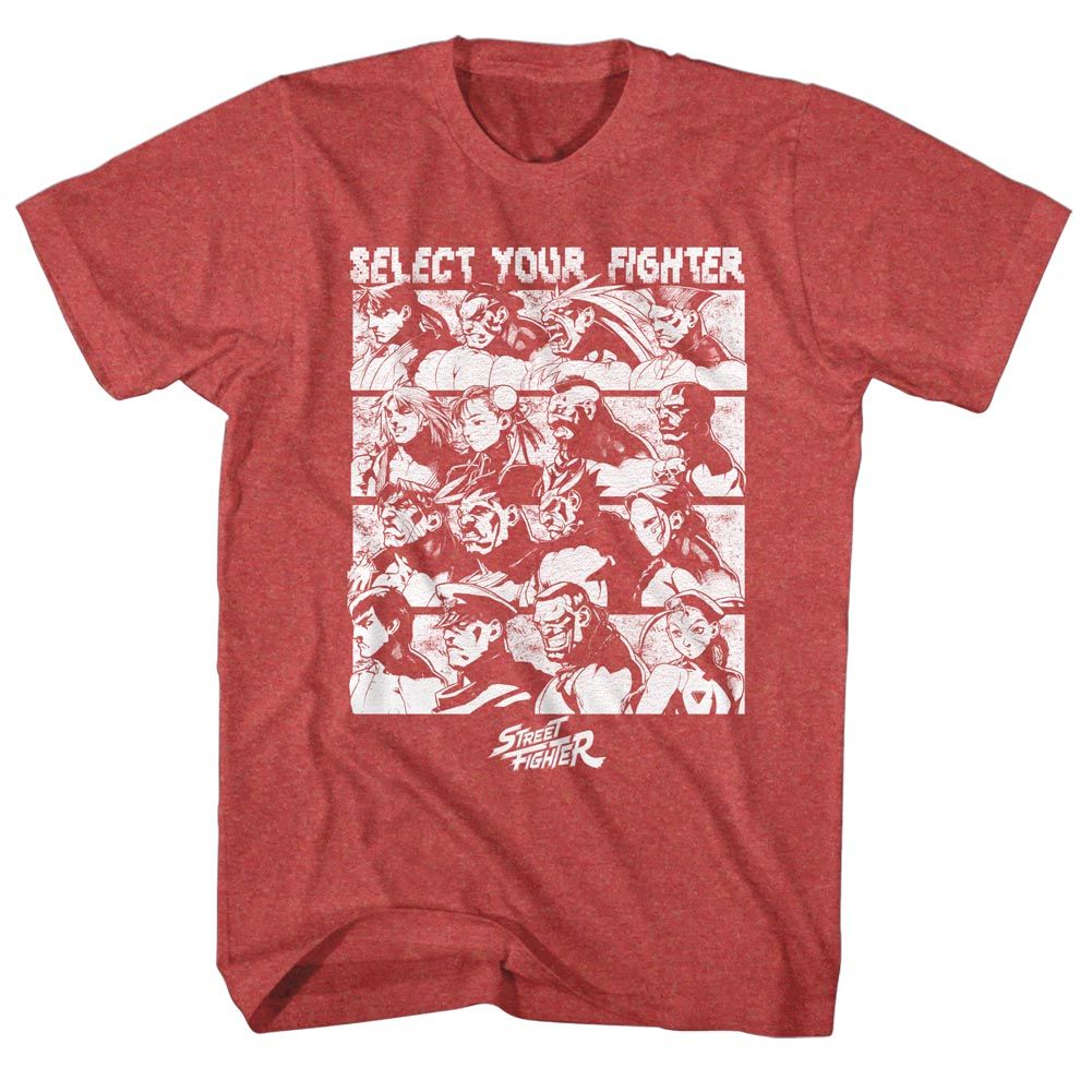 Street Fighter - Select Screen - Short Sleeve - Heather - Adult - T-Shirt - clothing by TeeHivey.com