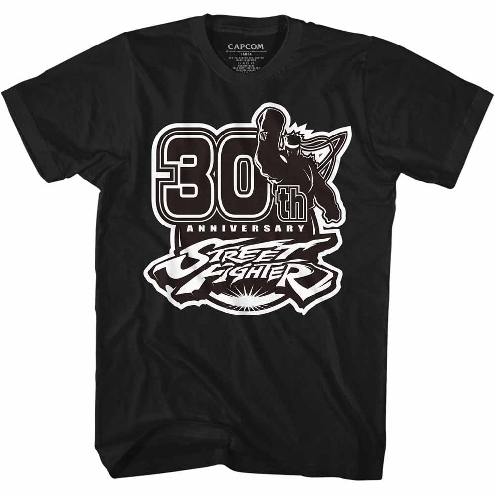 Street Fighter - SF 30th Black & White - Short Sleeve - Adult - T-Shirt - clothing by TeeHivey.com