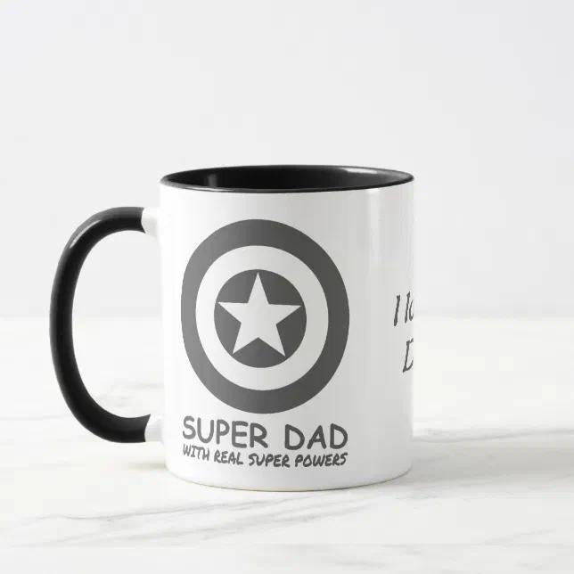 SUPER DAD MUG 11oz & 15oz White Ceramic Mug with Ergonomic C-Shaped Handle Coffee Drinkware
