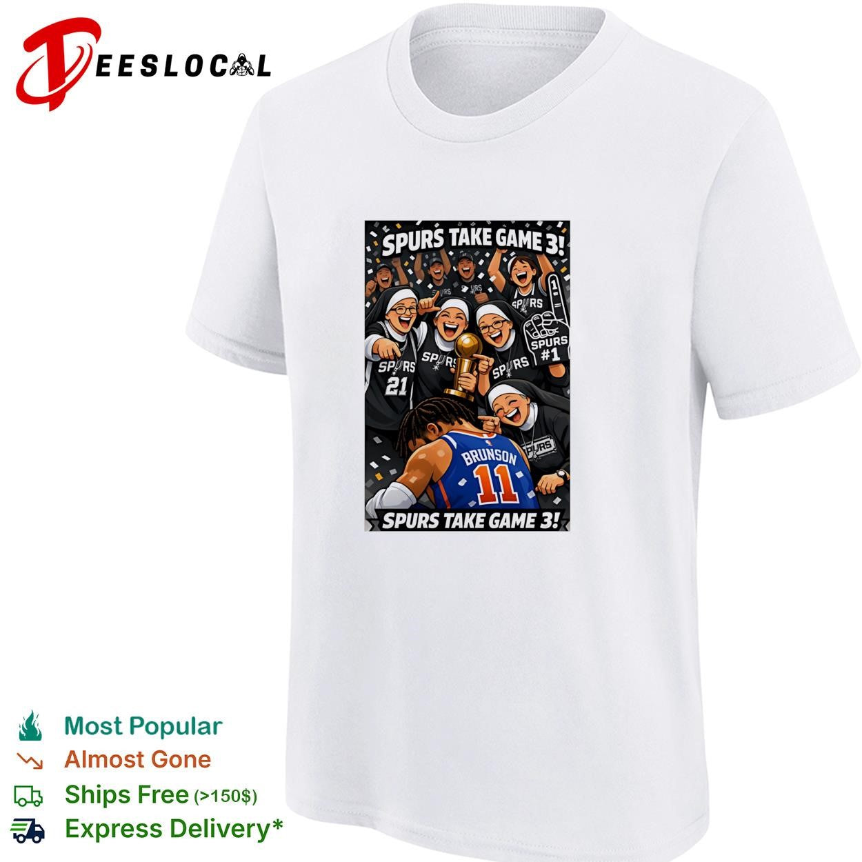 San Antonio Spurs take game 3 Brunson Knicks celebration cartoon shirt