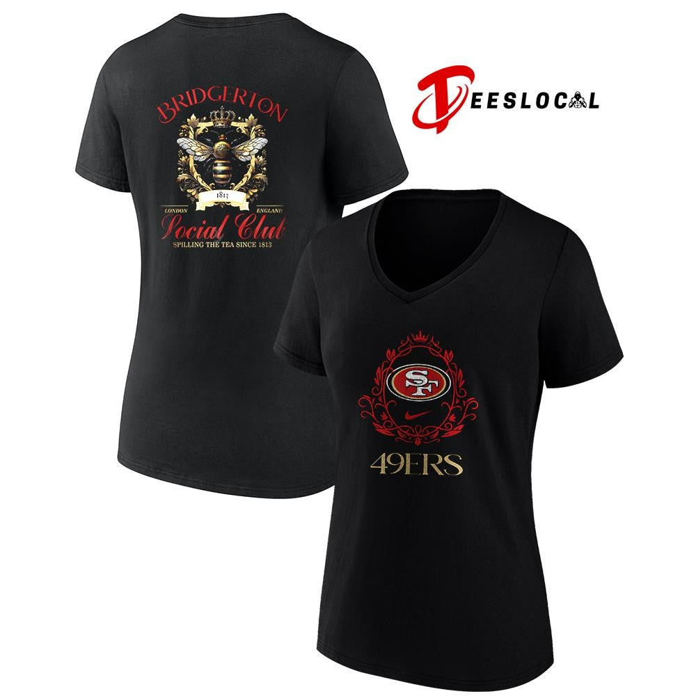San Francisco 49ers x Bridgerton social club spilling the tea since 1813 graphic shirt