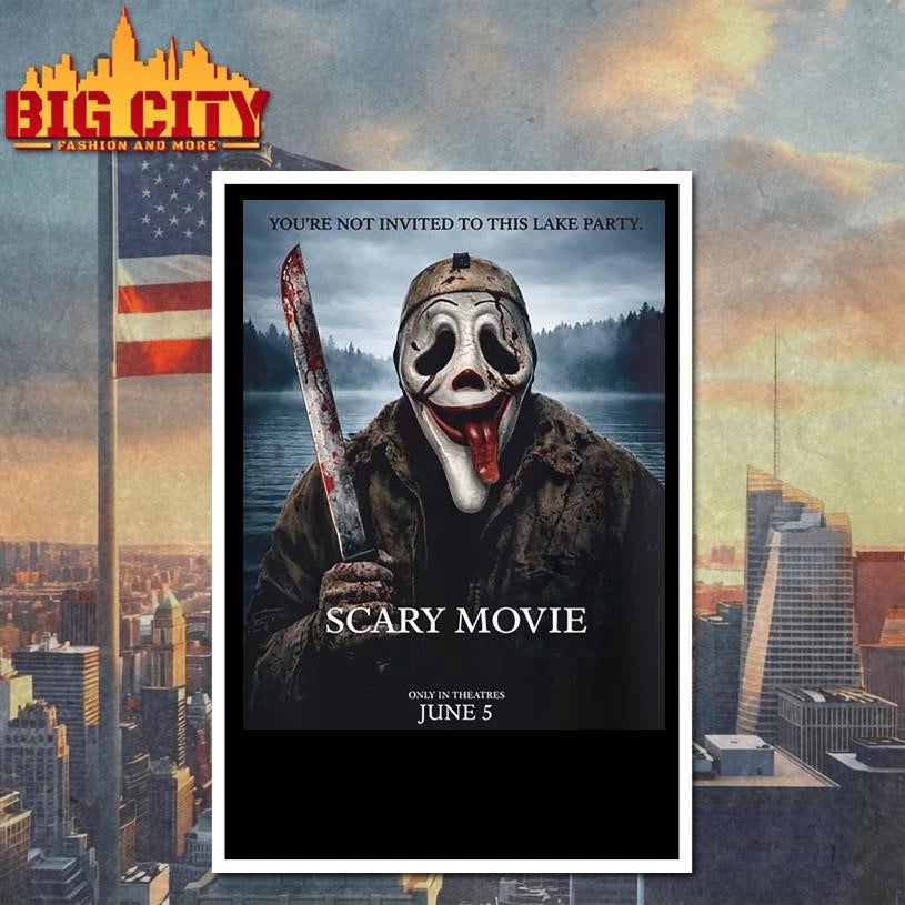 Scary Movie 6 Funny Michael Myers You’re Not Invited To This Lake Party Variant Collage Shirt
