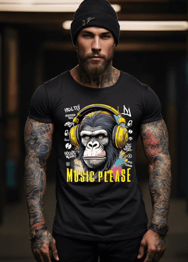 Ape Music Please Art T-Shirts | GM Trademark - clothing by TeeHivey.com (Image 5)