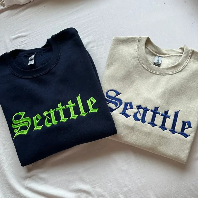 Seattle Embroidered Sweatshirt, Gift From Seattle - clothing by TeeHivey.com