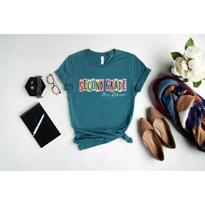 Second Grade Teacher T-shirt, 2nd Grade Teacher Shirt, Second Grade Teacher, 2nd Grade Teacher Shirt, Back to School Shirt, Custom Grade Tee