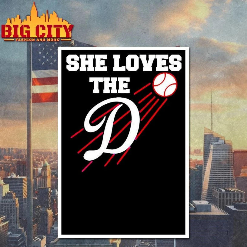 She loves the D style Los Angeles Dodgers baseball logo T-shirt