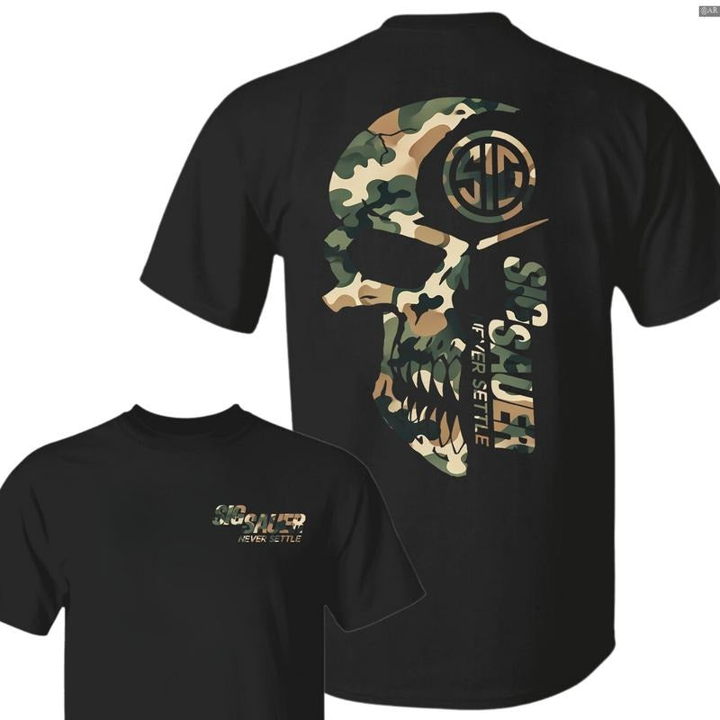 Sig Sauer Never Set Black Double Sided T-shirt, Retro Crewneck, Gift For Lovers,, Trendy Top