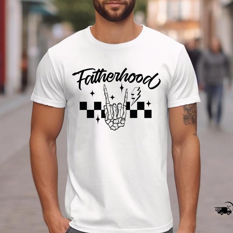 Skeleton Hand Fatherhood Shirt, Rock On Dad Shirt, Cool Fathers Day TShirt, Punk Dad Tee, Funny Graphic Dad Shirt For Men