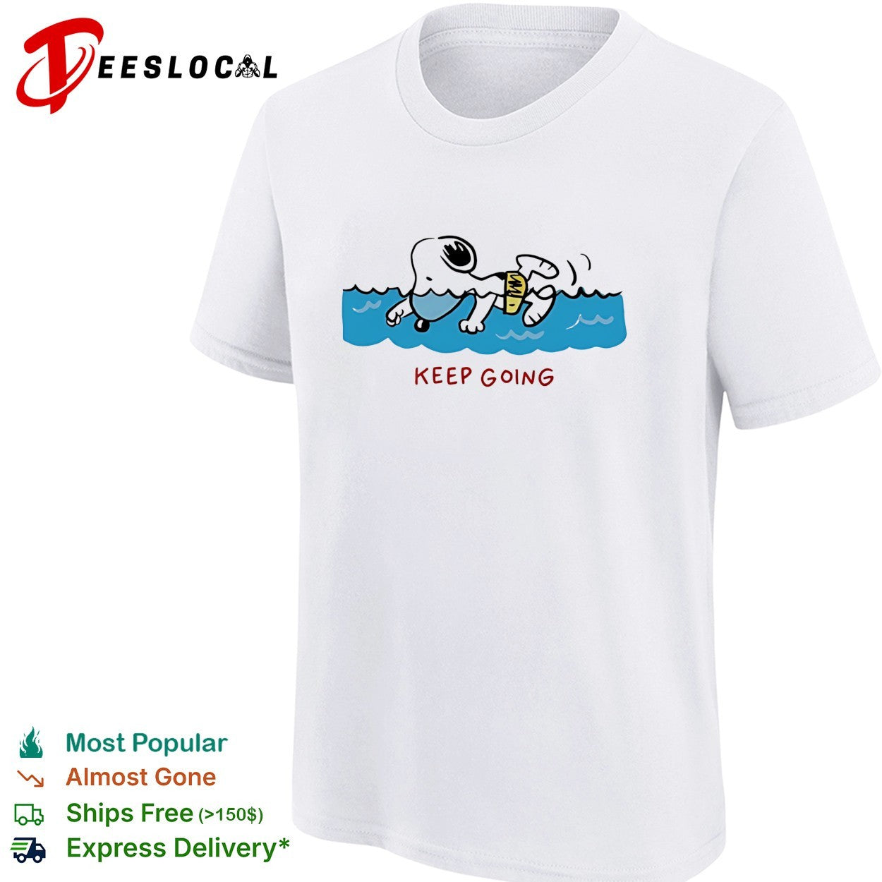 Snoopy swimming keep going Peanuts inspirational shirt