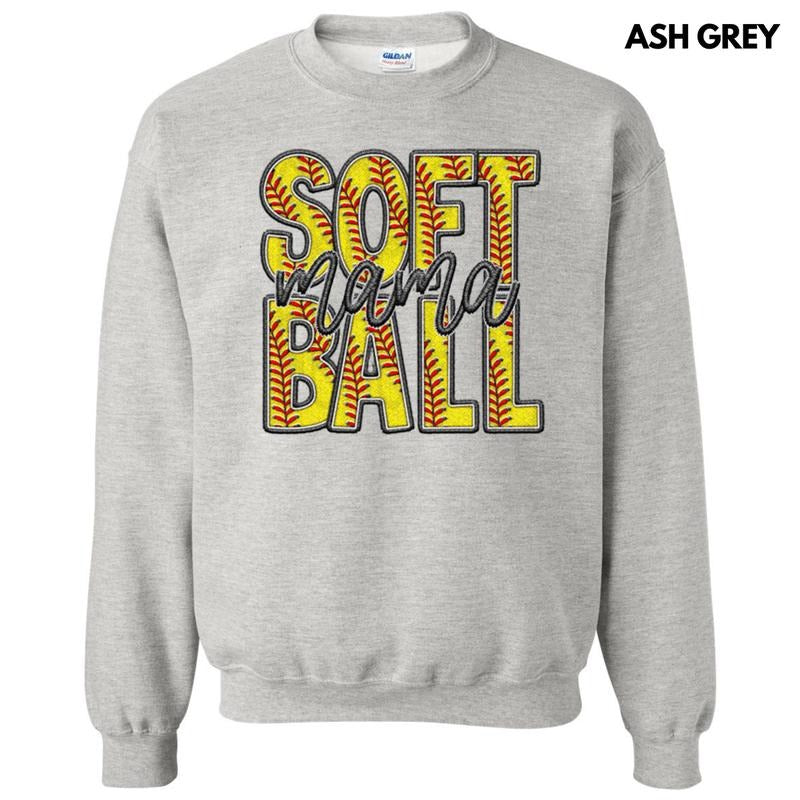 Softball Mama Faux Embroidery Sweatshirt