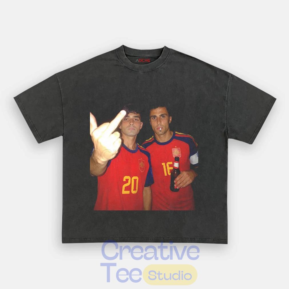 Spain Football Rodri x Pedri Drunk Middle Finger T-Shirt