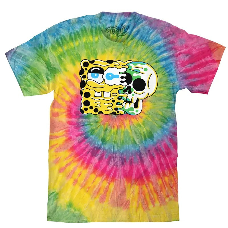Spongebob Squarepants Cartoon Skull T-Shirt - Saturn Tie Dye
