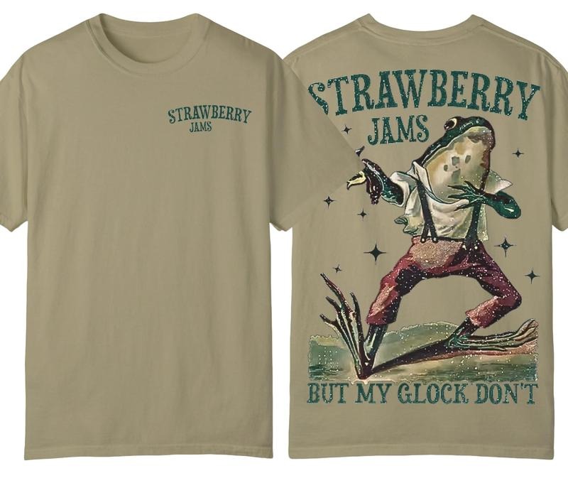 Strawberry Jams But My Glock Don't Vintage Graphic T-Shirt, For Men And Women, Unisex Shirt