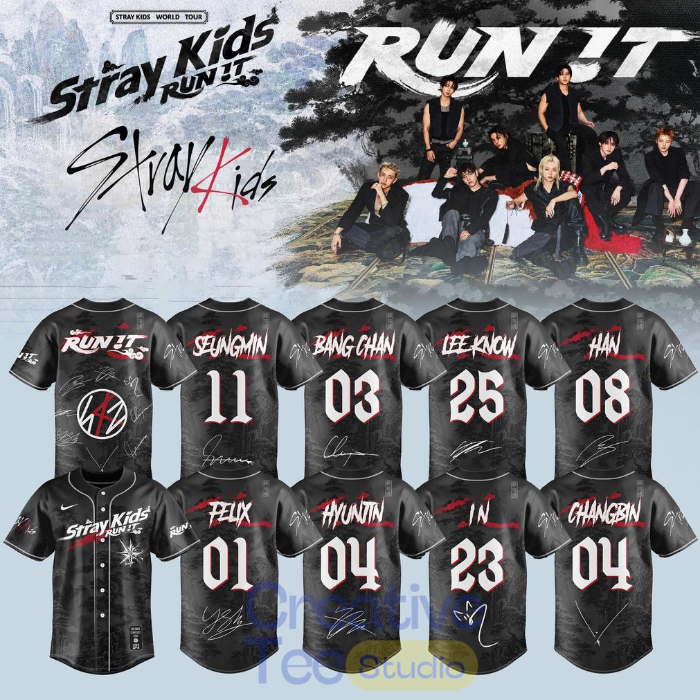 Stray Kids – Run It World Tour 2026 Baseball Jersey