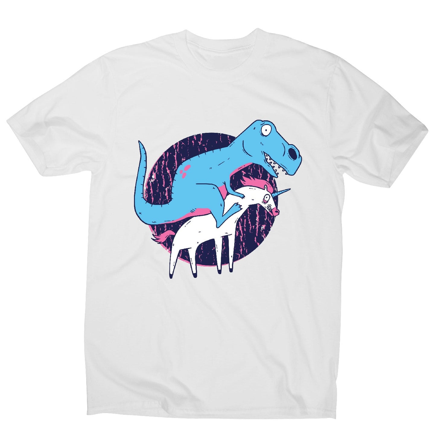 T-rex riding unicorn - men's funny premium t-shirt