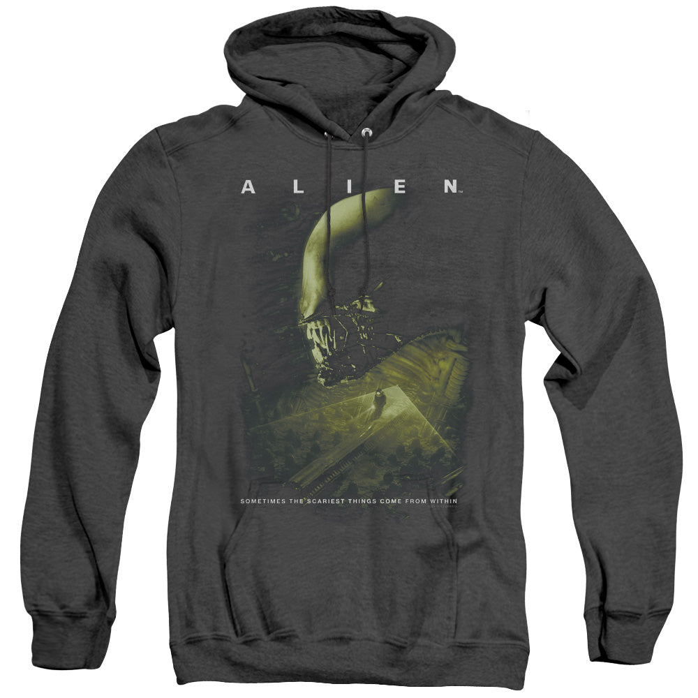 Alien Lurk Heather Mens Hoodie Black