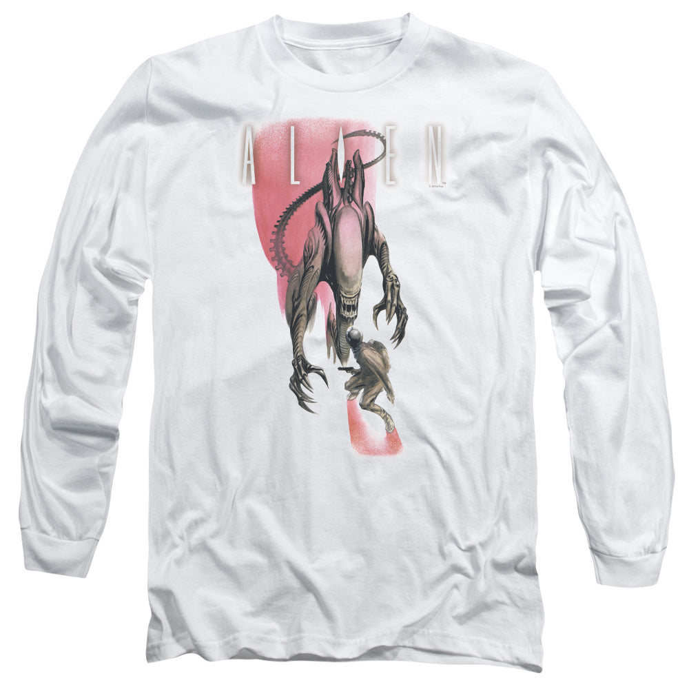 Alien Face Off Mens Long Sleeve Shirt White