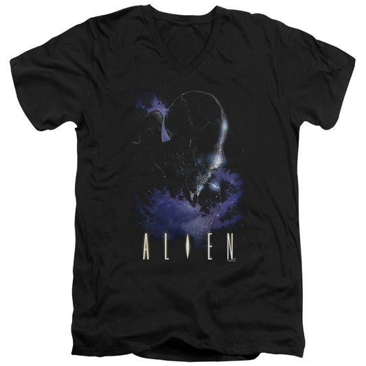 Alien In Space Mens Slim Fit V-Neck T Shirt Black