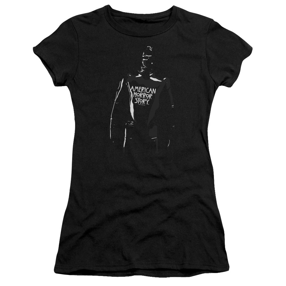 American Horror Story Rubber Man Junior Sheer Cap Sleeve Womens T Shirt Black