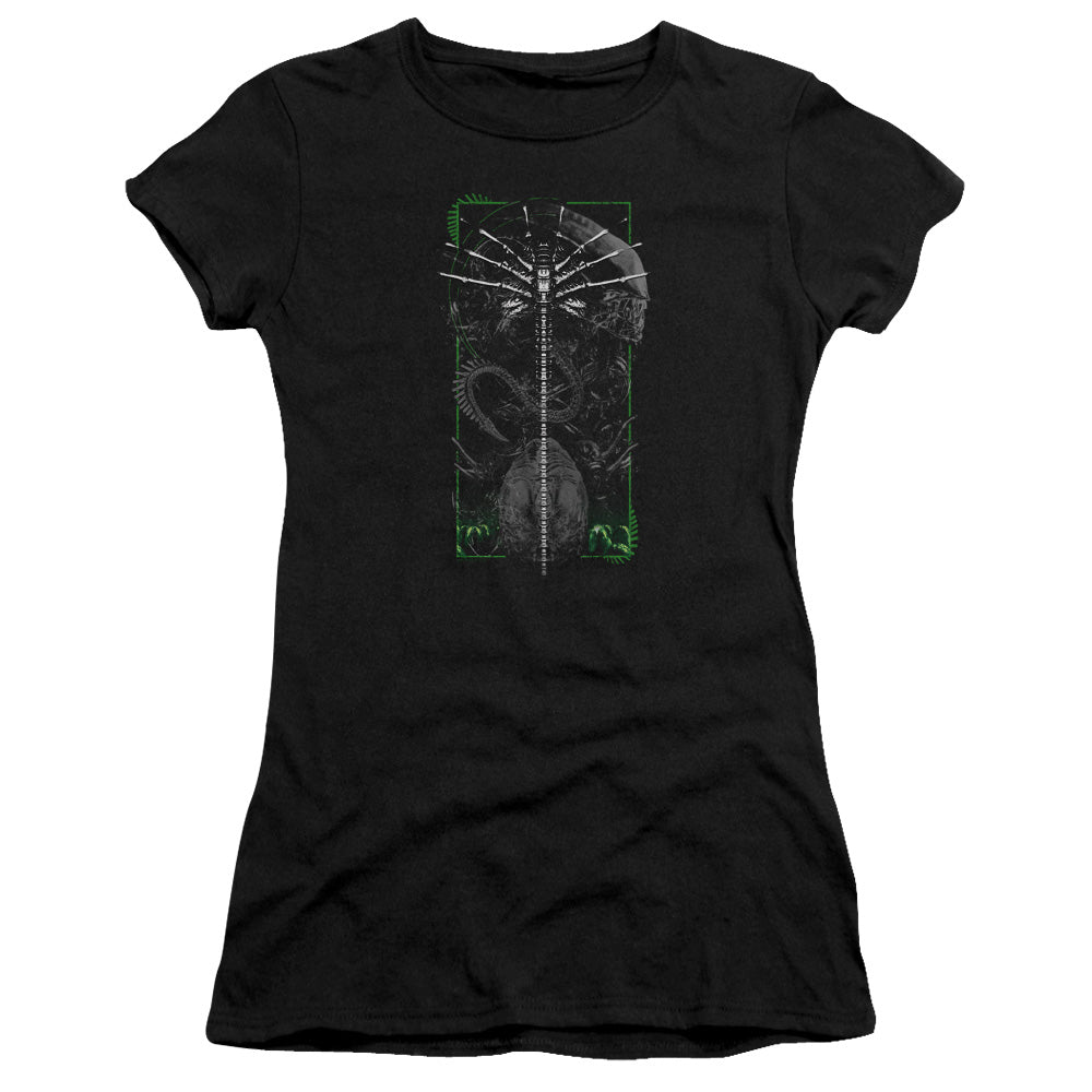 Alien Facehugger Junior Sheer Cap Sleeve Womens T Shirt Black