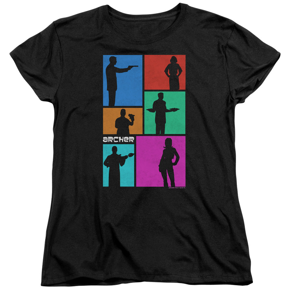 Archer Silhouettes Womens T Shirt Black - clothing by TeeHivey.com