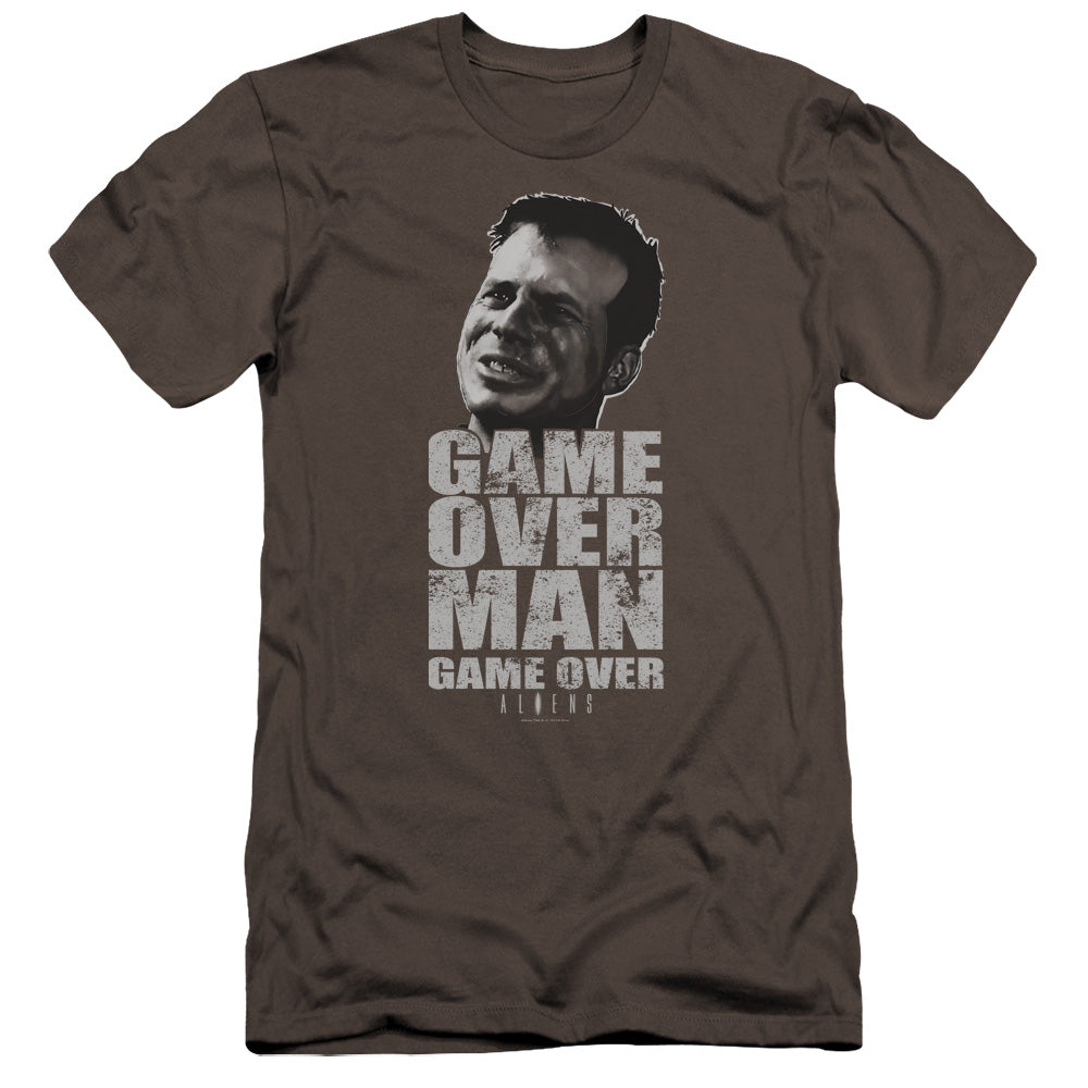 Alien Game Over Man Premium Bella Canvas Slim Fit Mens T Shirt Charcoal