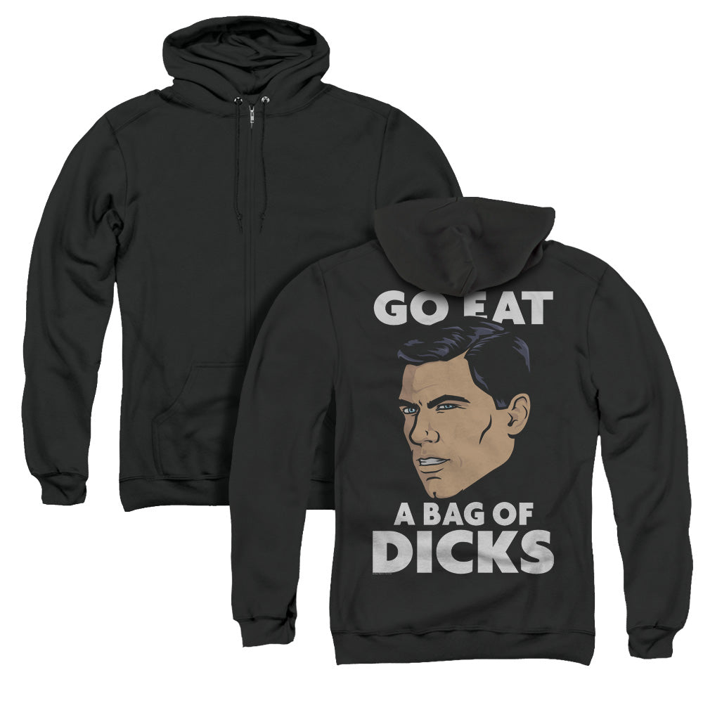 Archer Bag Of Back Print Zipper Mens Hoodie Black - clothing by TeeHivey.com
